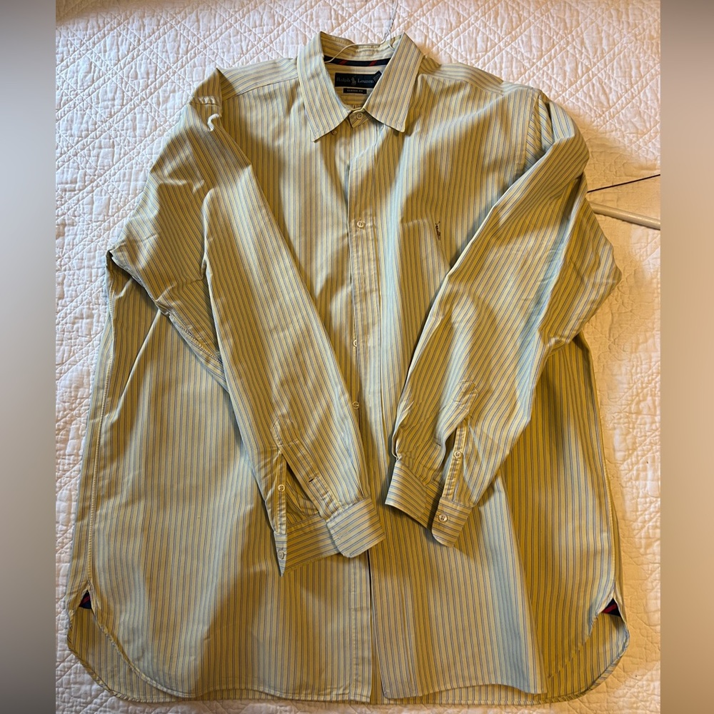 PMS104 - Polo Ralph Lauren, Men's TALL, yellow/blue, classic, button down, 2XT.